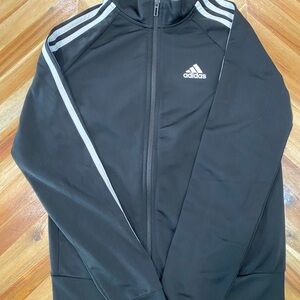 Adidas Women’s Black Windbreaker with Silver Accents